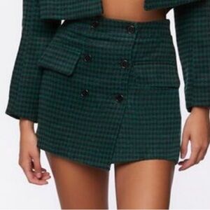TWEED Forever 21 Dark Green Checkered Mini Skirt